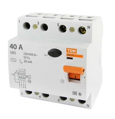 TDM ELECTRIC SQ0203-0038 Устройство защитного отключения ВД1-63 4Р 40А 30мА TDM